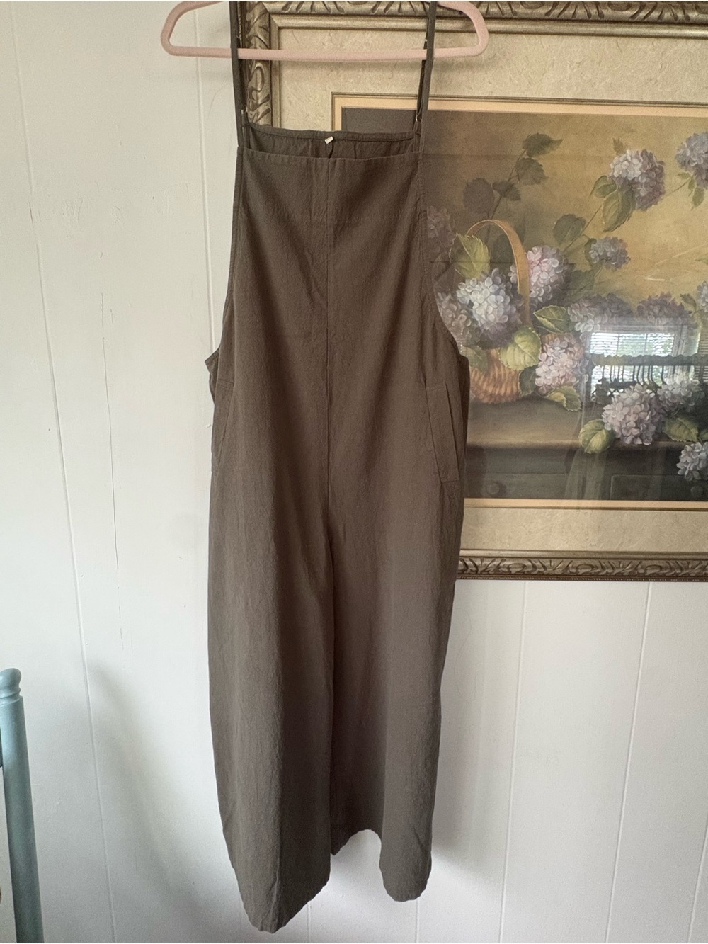 High-Neck Wide-Leg Jumpsuit in Olive